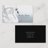 Carte De Visite Swan Princess Argent & Blanc Élégant Personnalisé (Devant / Derrière)