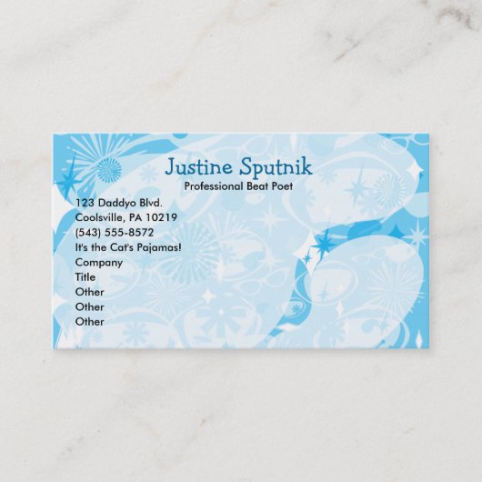 Carte De Visite Swanky Blue Fifties Art Motif classique (Devant)