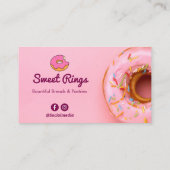 Carte De Visite Sweet Donuts Business | Code-barres rose (Dos)