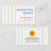 Carte De Visite Sweet Professional Pastel Stripes Baby-sitting (Devant / Derrière)