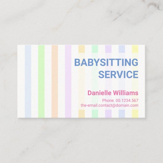 Carte De Visite Sweet Professional Pastel Stripes Baby-sitting (Devant)