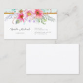 Carte De Visite Sweet Spring Floral rose et bleu turquoise (Devant / Derrière)