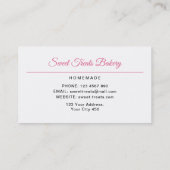 Carte De Visite Sweet Treats Bakery Chef Kitten (Dos)