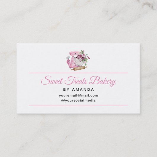 Carte De Visite Sweet Treats Bakery Pink (Dos)