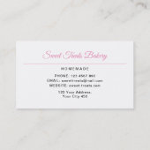 Carte De Visite Sweet Treats Bakery Pink (Dos)