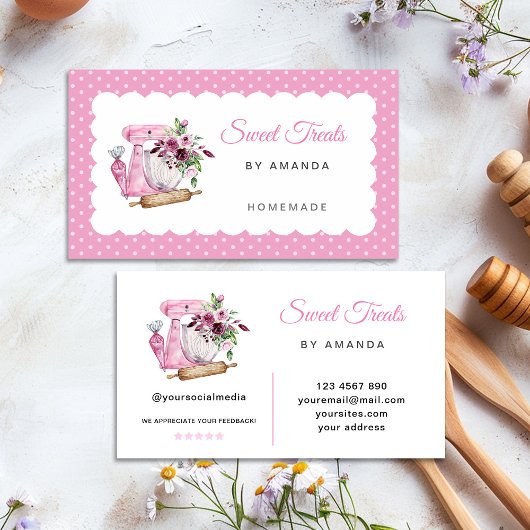 Carte De Visite Sweet Treats Bakery Pink