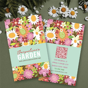 Carte De Visite Sweet Whimsical Spring Fleurs Jardin coloré