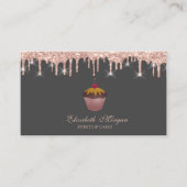 Carte De Visite  Sweets Cupcake Cherry Rose Gold Drips Bakery  (Devant)