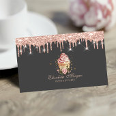 Carte De Visite Sweets Cupcake Flowers Rose Gold Drips Bakery