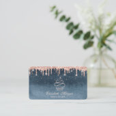 Carte De Visite Sweets Cupcake Rose Gold Drives Diamants Bleu (Debout devant)