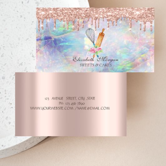 Carte De Visite Sweets Rose Cupcake Gold Drives Opal Bakery