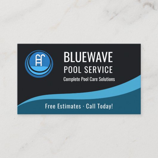 Carte De Visite  Swimming Pool Service QR Code Professional (Devant)
