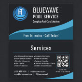 Carte De Visite  Swimming Pool Service QR Code Professional