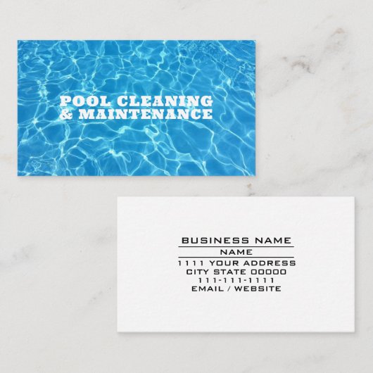 Carte De Visite Swimming Pool & Spa Cleaning Maintenance Service (Devant / Derrière)