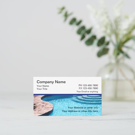 Carte De Visite Swimming Pool With Steps And Deck (Debout devant)