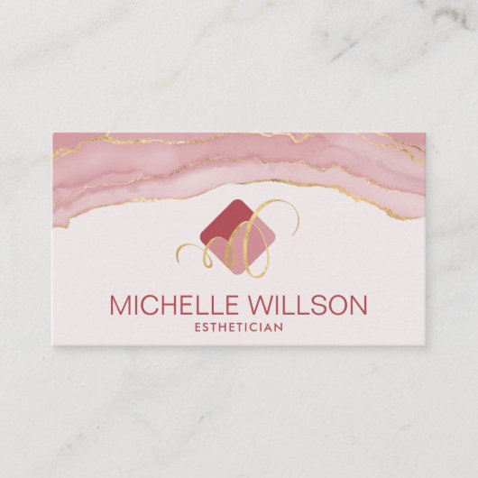 Carte De Visite Symbole Abstrait élégant et aquarelle (Devant)