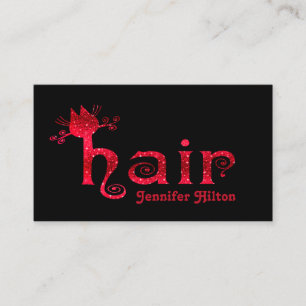 Carte De Visite Symbole adorable chatte rouge glitterie chatte