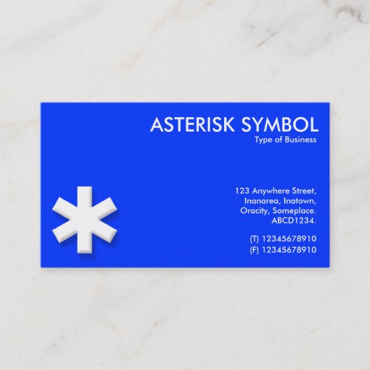 Carte De Visite Symbole Asterisk - Bleu (0033FF) (Devant)