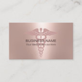 Carte De Visite Symbole Caduceus Médicale Blush Rose or (Devant)