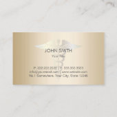 Carte De Visite Symbole Caduceus Médicale Classy Gold Professional (Dos)