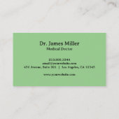 Carte De Visite Symbole Caduceus Médicale Professionnel Vert (Dos)