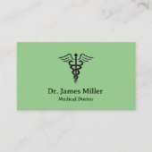 Carte De Visite Symbole Caduceus Médicale Professionnel Vert (Devant)