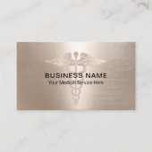 Carte De Visite Symbole Caduceus Service Médicale Or élégant (Devant)