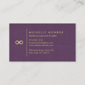 Carte De Visite Symbole Chic Faux Gold Infinity sur lin pourpre (Dos)
