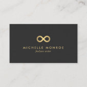 Carte De Visite Symbole Chic Faux Gold Infinity sur Soft Black (Devant)
