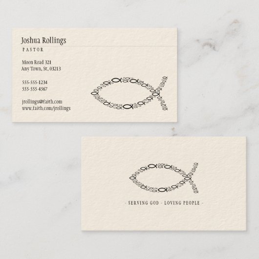 Carte De Visite Symbole chrétien | de poissons inspiré (Devant / Derrière)