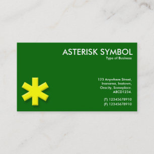 Carte De Visite Symbole d'astérisque jaune - Vert herbe (006600)