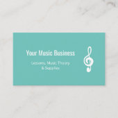 Carte De Visite Symbole de Clé de Treble Musical QR Code Turquoise (Devant)