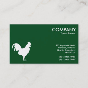 Carte De Visite Symbole de Cockerel - Blanc sur Vert foncé 02481c