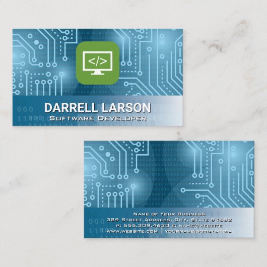 Carte De Visite Symbole de codage | Circuit Board | Code binaire (Devant / Derrière)