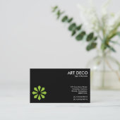 Carte De Visite Symbole de Fleur Art Déco Vert - Noir (Debout devant)