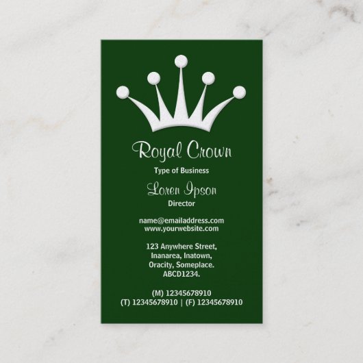 Carte De Visite Symbole de la Couronne - Vert foncé 003300 (Or) (Devant)