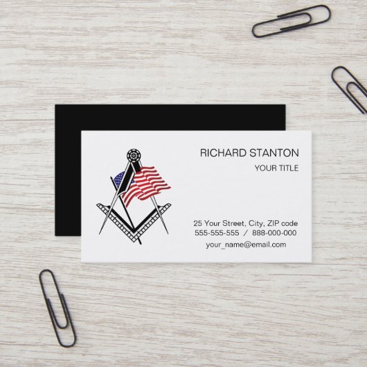 Carte De Visite Symbole de la franc-maçonnerie américaine (Devant/Arrière en situation)
