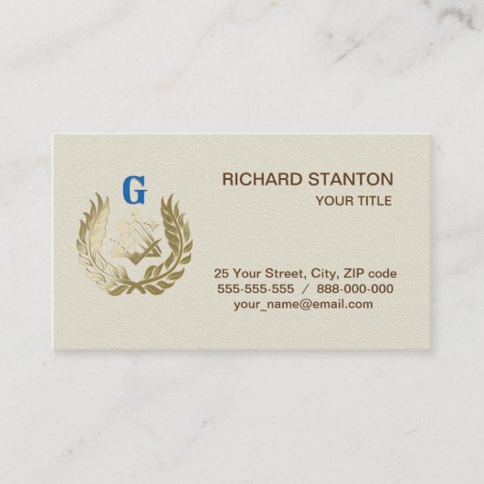 Carte De Visite Symbole de la maçonnerie d'or (Devant)