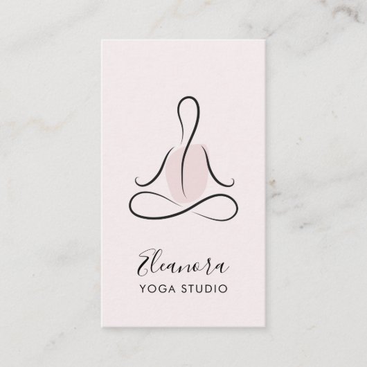 Carte De Visite Symbole de méditation Logo Blush Pink Yoga Instruc (Devant)