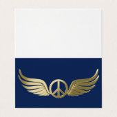 Carte De Visite Symbole de paix d'apparence métallique avec ailes (Extérieur déplié)