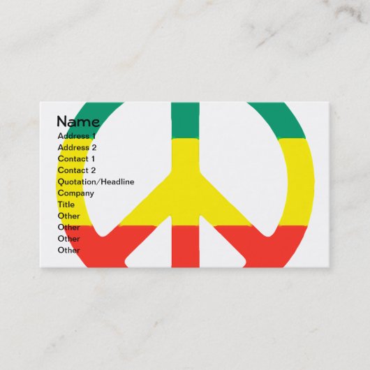 Carte De Visite Symbole de paix de Rasta (Devant)