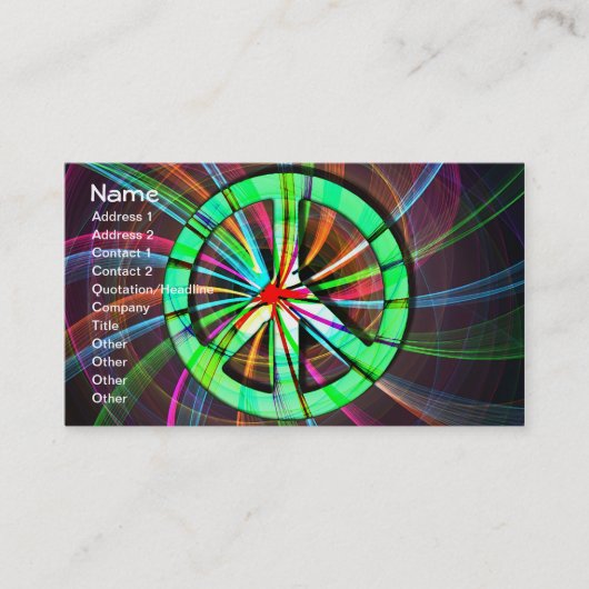 Carte De Visite SYMBOLE DE PAIX DE TRIPINE PsychÉLIQUE (Devant)