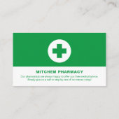 Carte De Visite Symbole de premiers soins, pharmacie, pharmaciens (Dos)