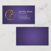 Carte De Visite Symbole de relief d'or de Yin Yang sur le pourpre (Devant / Derrière)