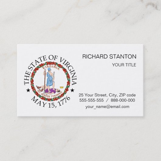Carte De Visite Symbole de Virginie (Devant)