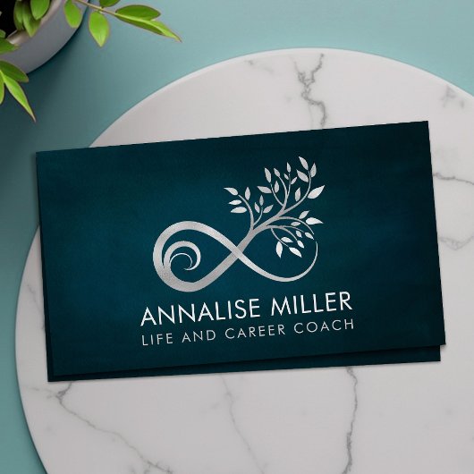 Carte De Visite Symbole d'infini argenté - Branche de l'arbre