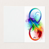 Carte De Visite Symbole d'infini avec plume arc-en-ciel (Extérieur déplié)