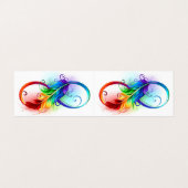 Carte De Visite Symbole d'infini avec plume arc-en-ciel (Extérieur déplié)