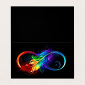 Carte De Visite Symbole d'infini avec plume arc-en-ciel (Extérieur déplié)