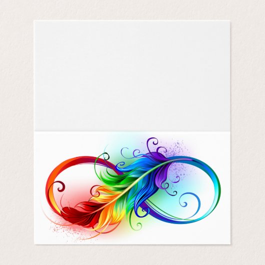Carte De Visite Symbole d'infini avec plume arc-en-ciel (Extérieur déplié)